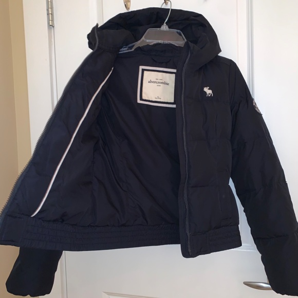 Abercrombie Kids Navy Blue Hooded Down Puffer Jacket Size XL - Picture 11 of 15
